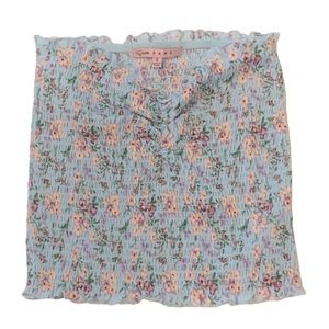 WOMENS TUBE TOP FLORAL FEMININE BABY BLUE SMALL